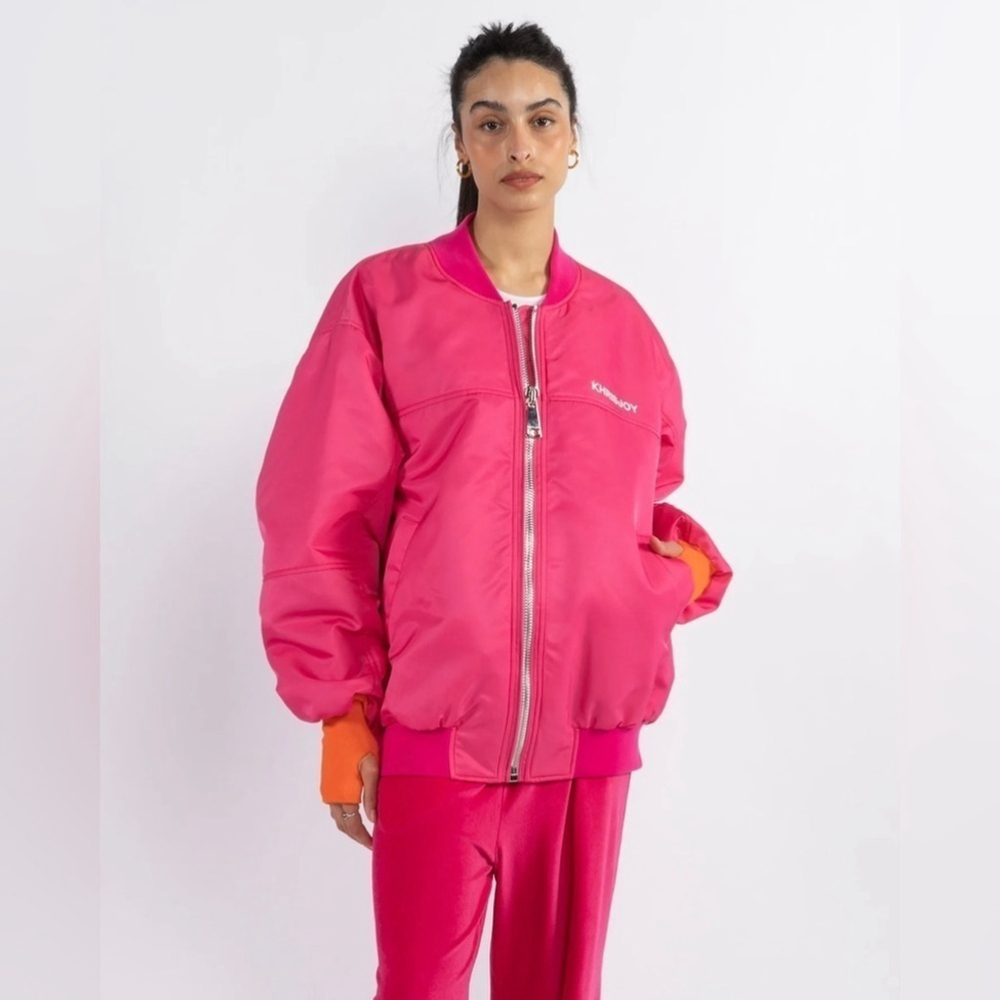 Khrisjoy NWT Satin Bomber Jacket in GARDENIA Sz 0 (S)